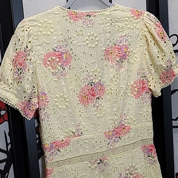 LoveShackFancy Bea Embroidered Eyelet Mini Dress Size 8 - Picture 8 of 11